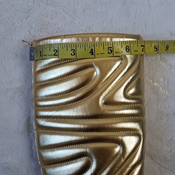 GLAZE Gold Curvy Quilted Pu Boot Skinny High Heels - Picture 7 of 13